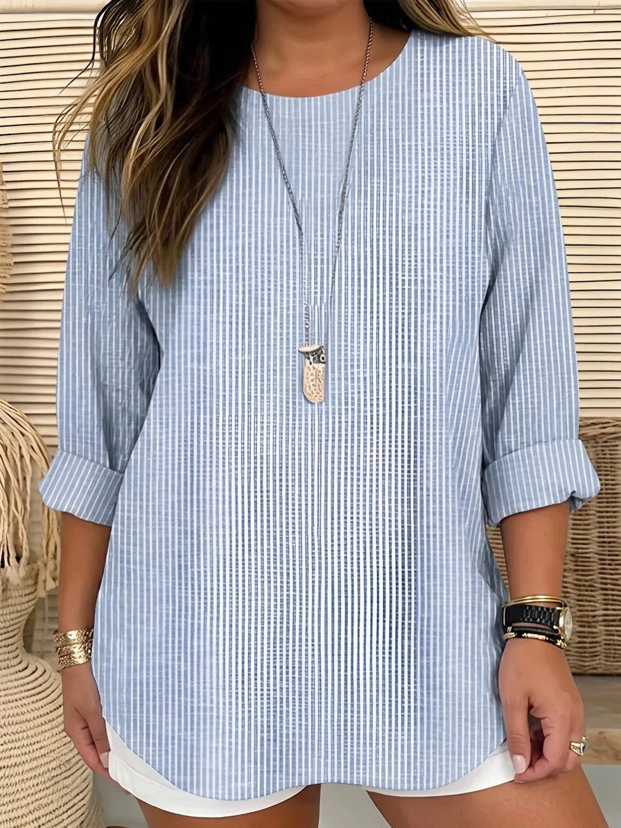 Diana | Striped Round Neck Blouse