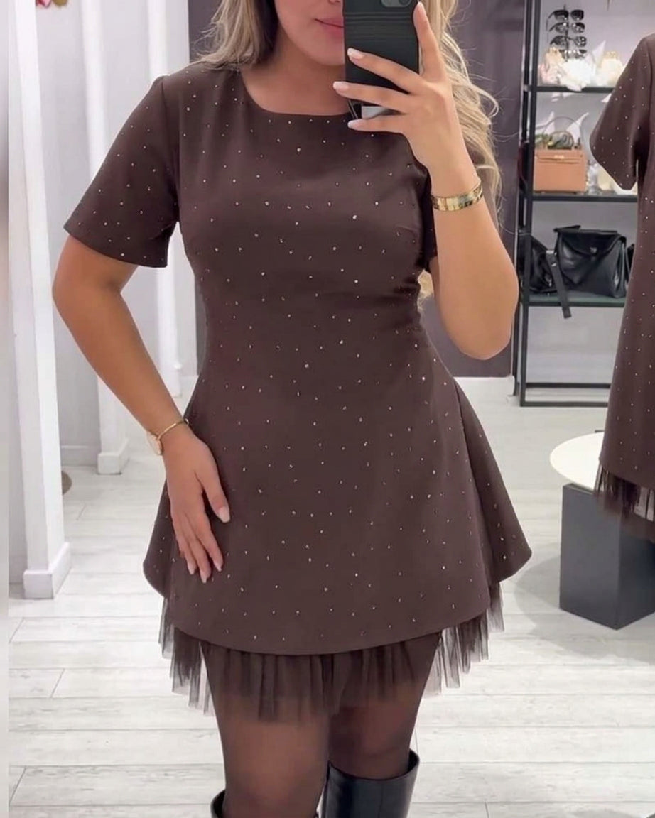 Zoe | Mesh Round Neck Mini Dress