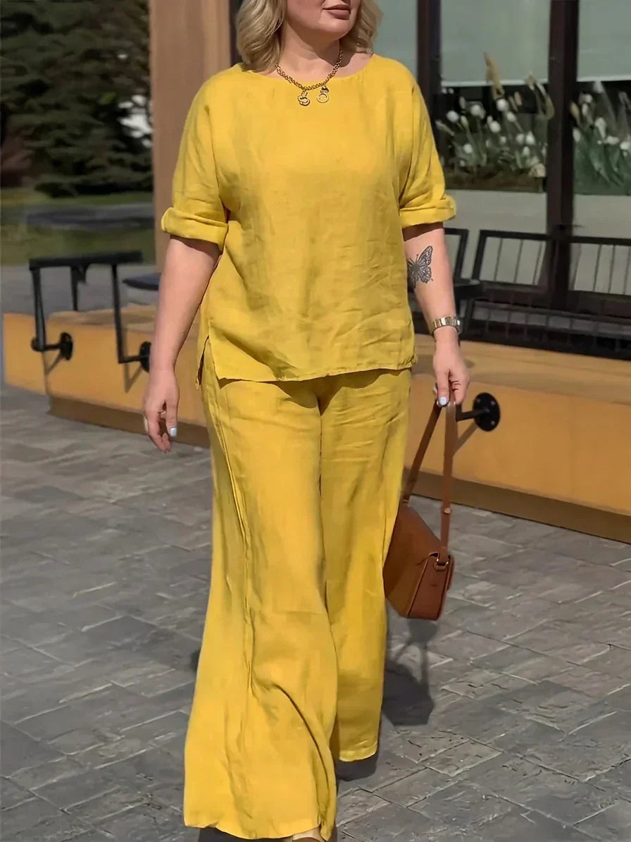 Nell | Wide-Leg Linen Two-Piece Set