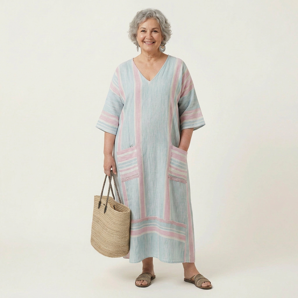 Amanda Striped Round Neck Maxi Dress – view 3
