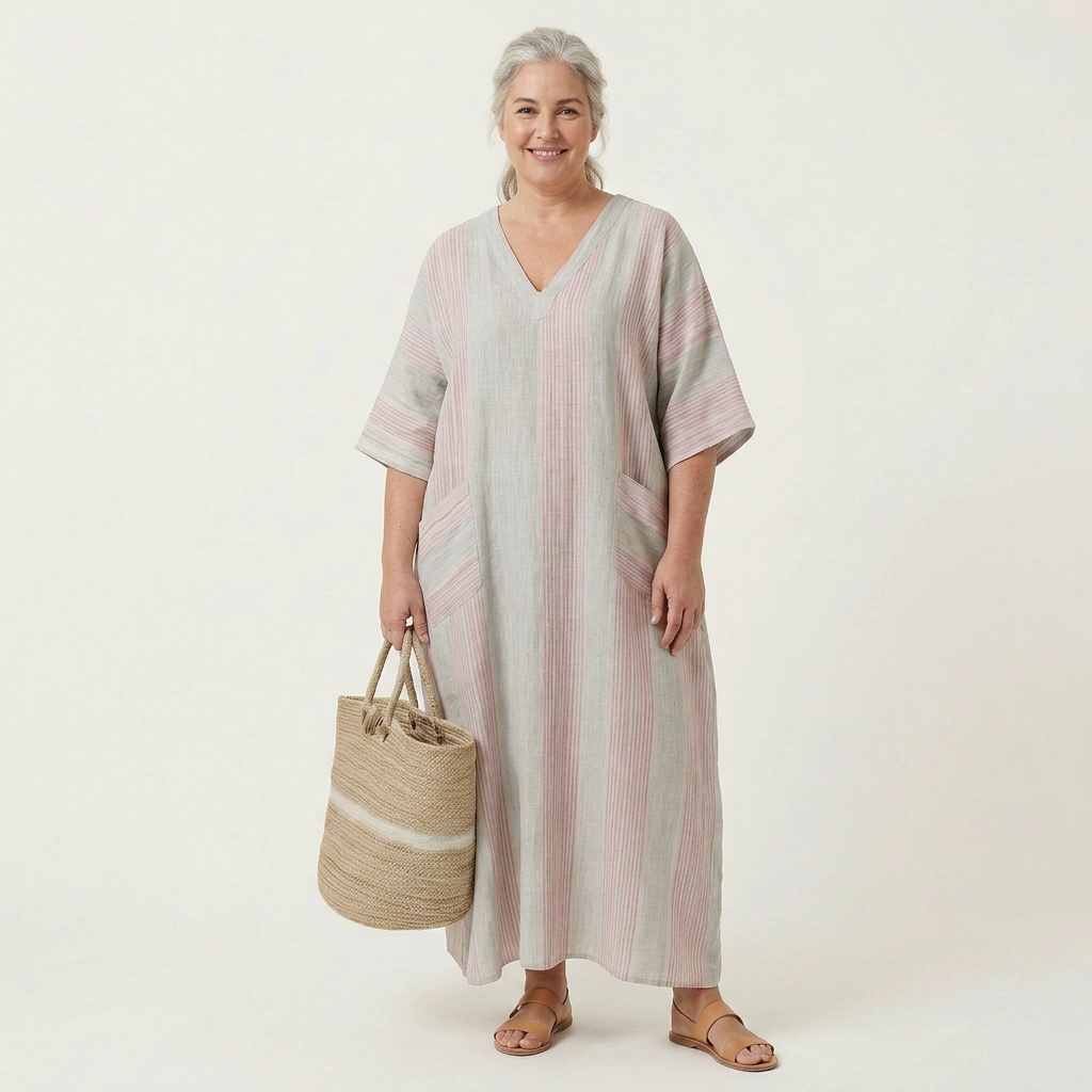 Amanda Striped Round Neck Maxi Dress – view 4