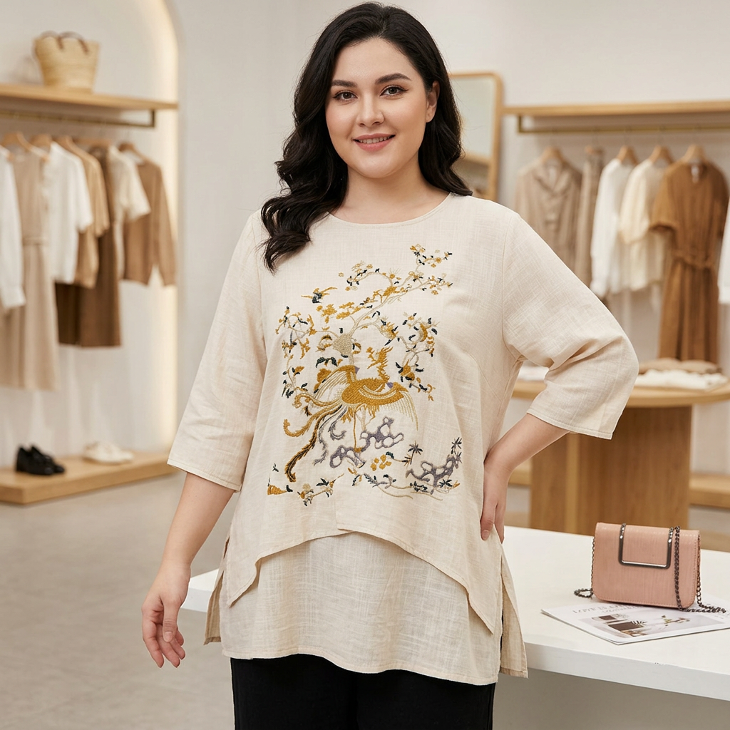 Angela Cotton Floral Round Neck Top – view 3