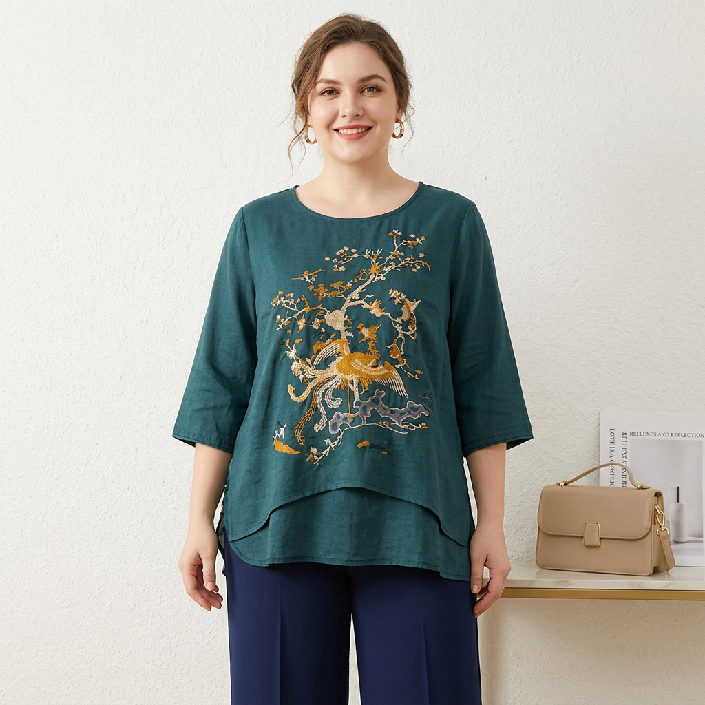Angela Cotton Floral Round Neck Top – view 6
