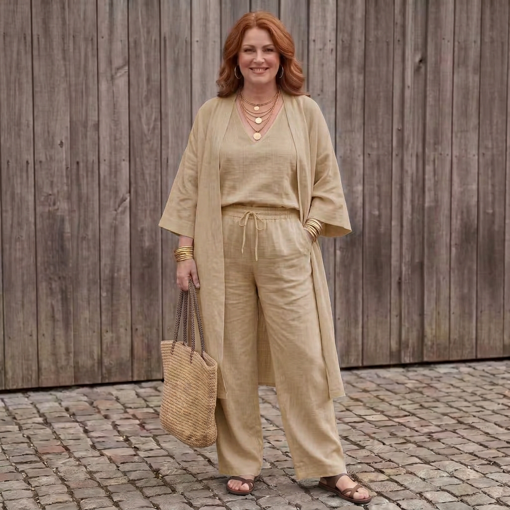 Annie Linen V-Neck Two-Piece Set – view 10