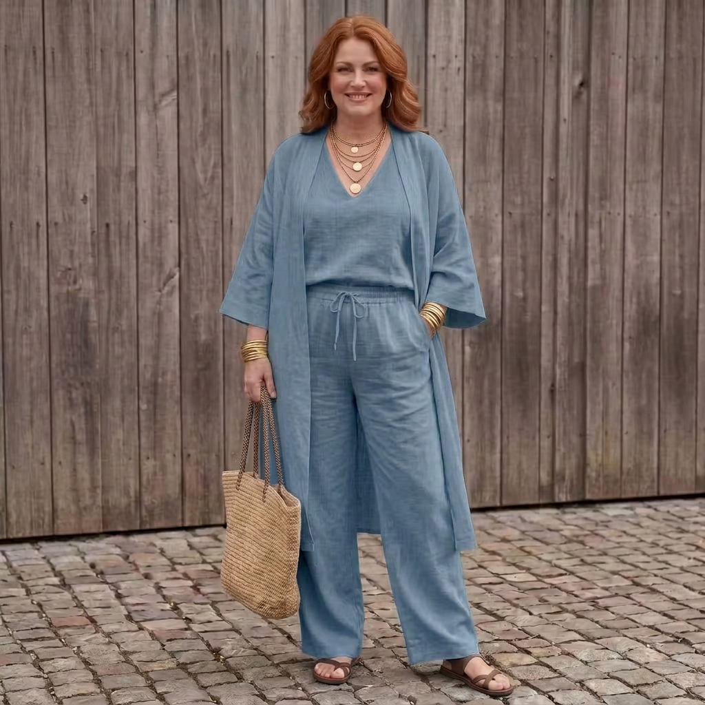 Annie Linen V-Neck Two-Piece Set – view 7
