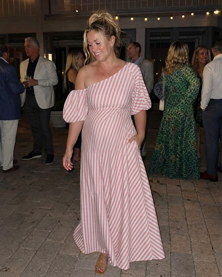 Ariel Striped Off-Shoulder Maxi Dress – view 11
