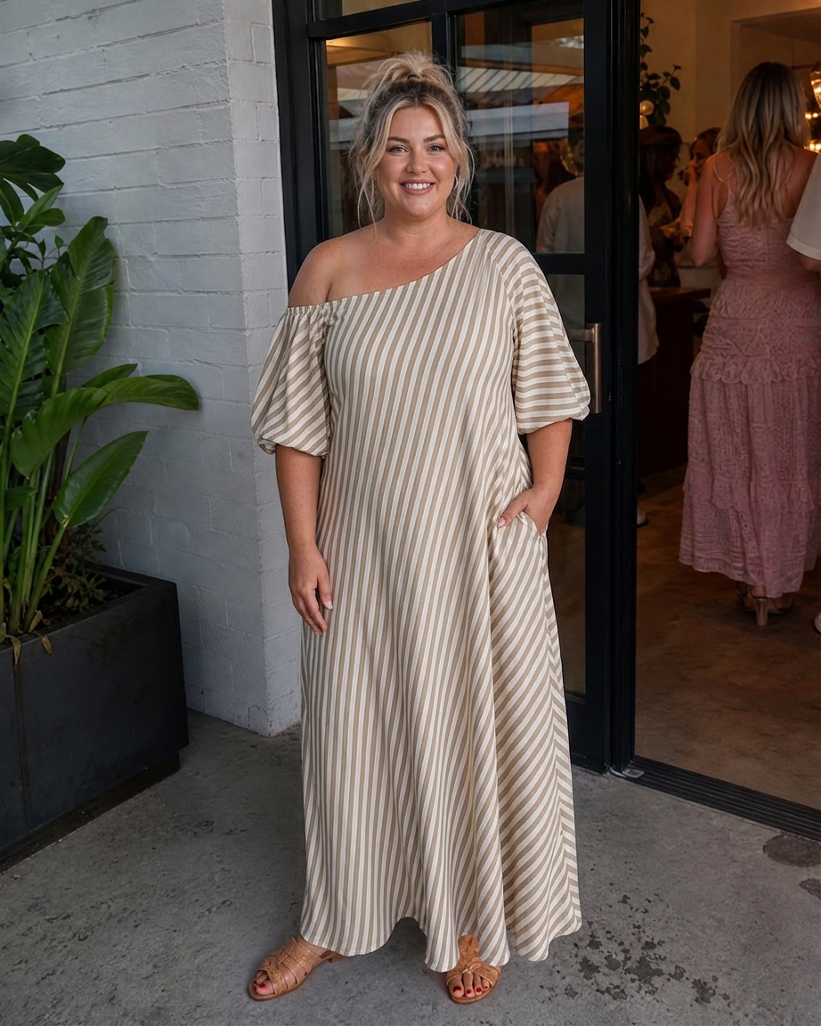 Ariel Striped Off-Shoulder Maxi Dress – view 13