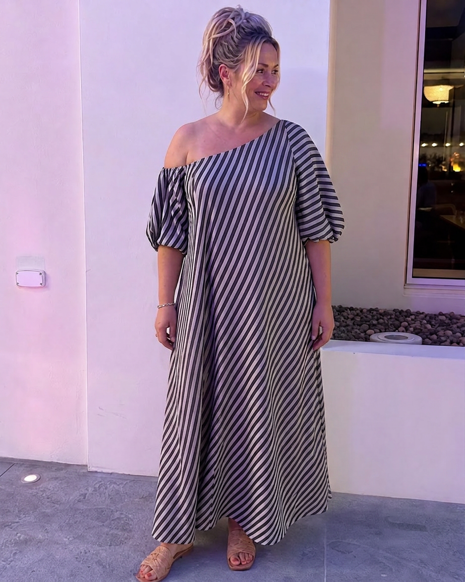 Ariel Striped Off-Shoulder Maxi Dress – view 14
