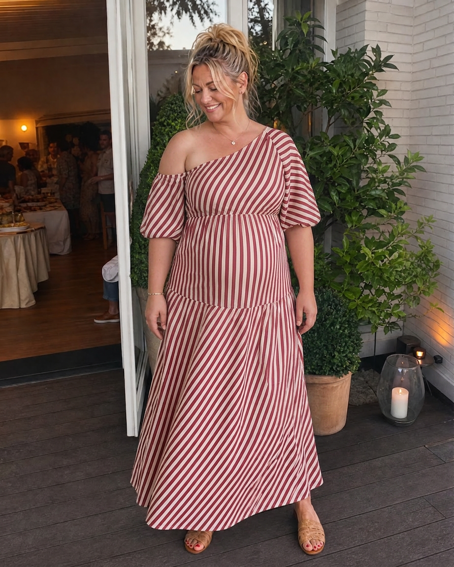 Ariel Striped Off-Shoulder Maxi Dress – view 15
