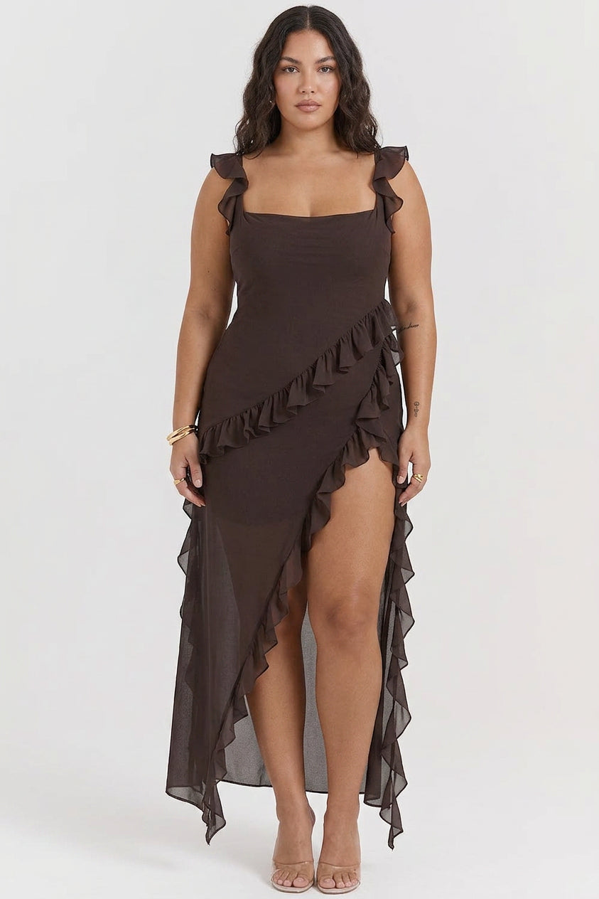 Daphne | Chiffon Square Neck Maxi Dress