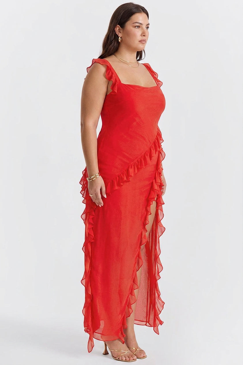 Daphne | Chiffon Square Neck Maxi Dress