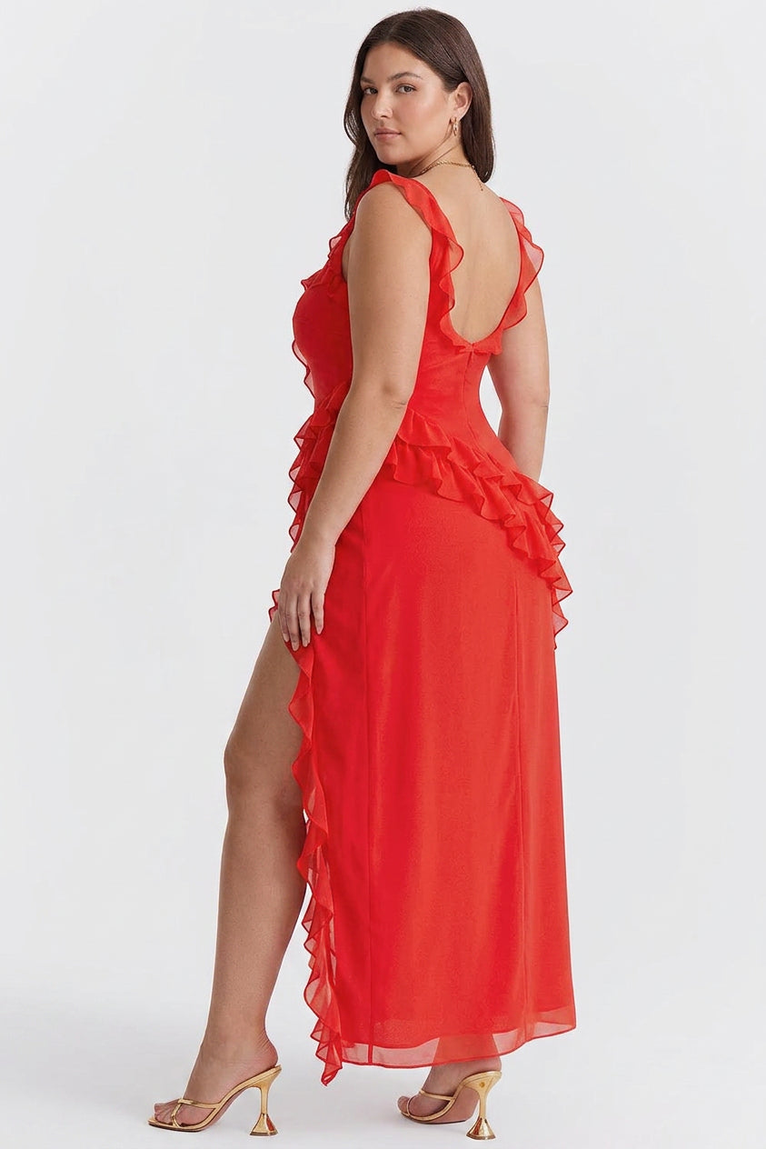 Daphne | Chiffon Square Neck Maxi Dress