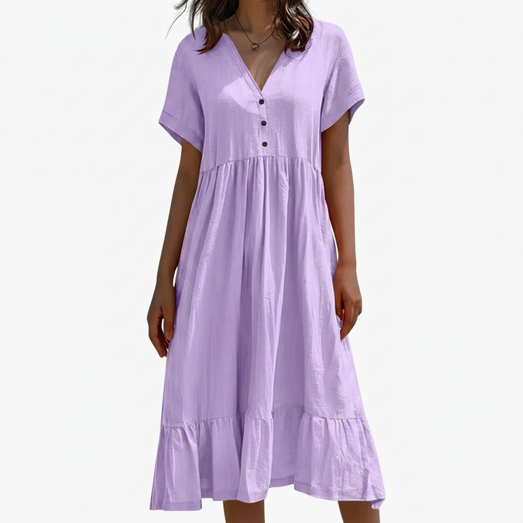 Ashley Linen V-Neck Midi Dress – view 2