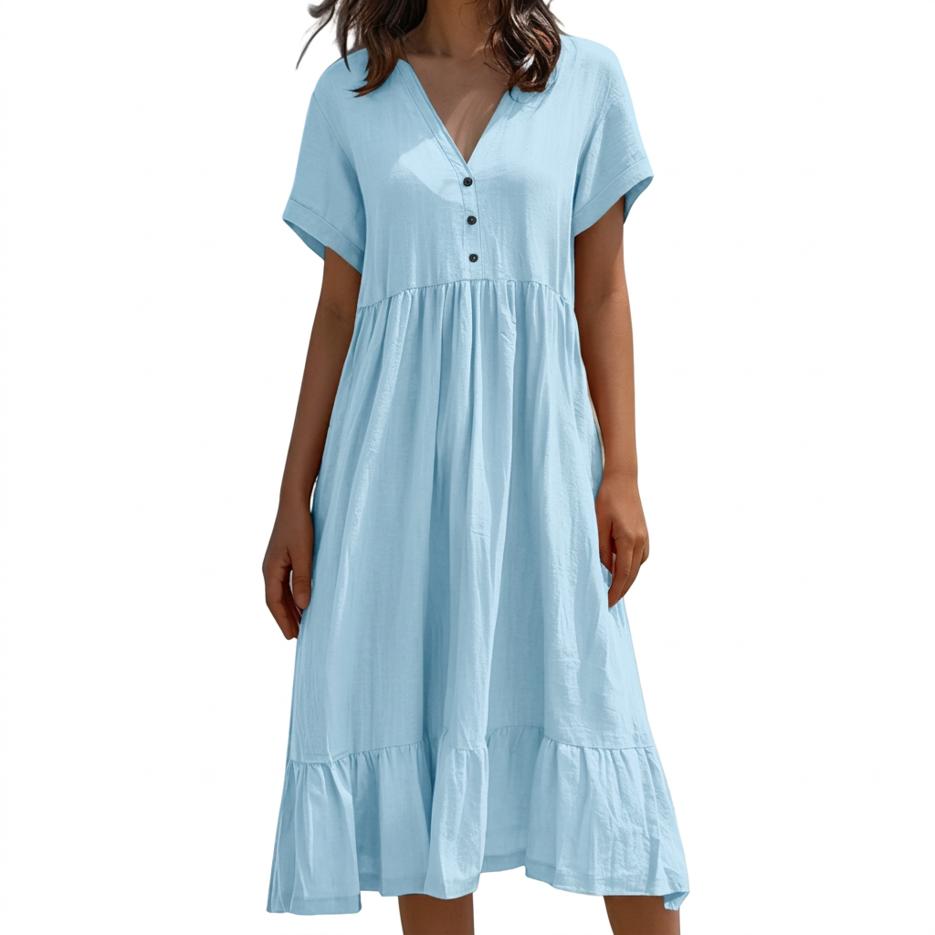 Ashley Linen V-Neck Midi Dress – view 3
