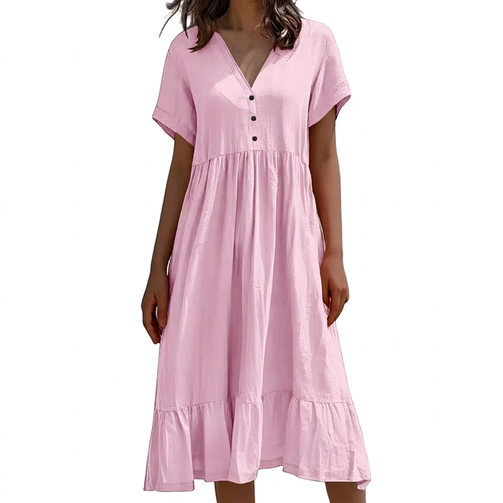 Ashley Linen V-Neck Midi Dress – view 4