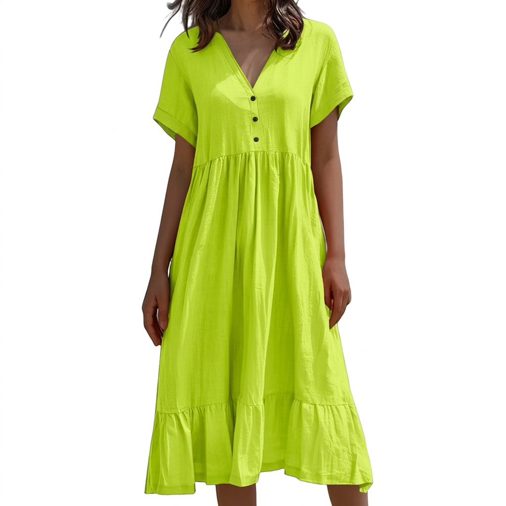 Ashley Linen V-Neck Midi Dress – view 5