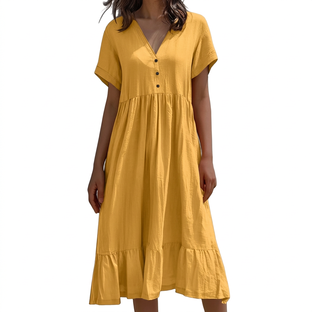 Ashley Linen V-Neck Midi Dress – view 6