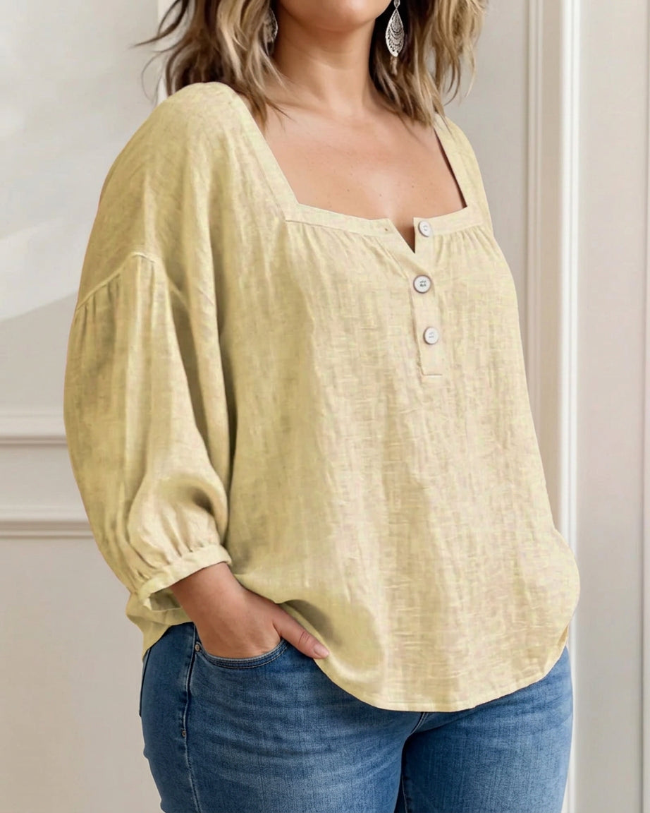 Miranda | Linen Square Neck Blouse
