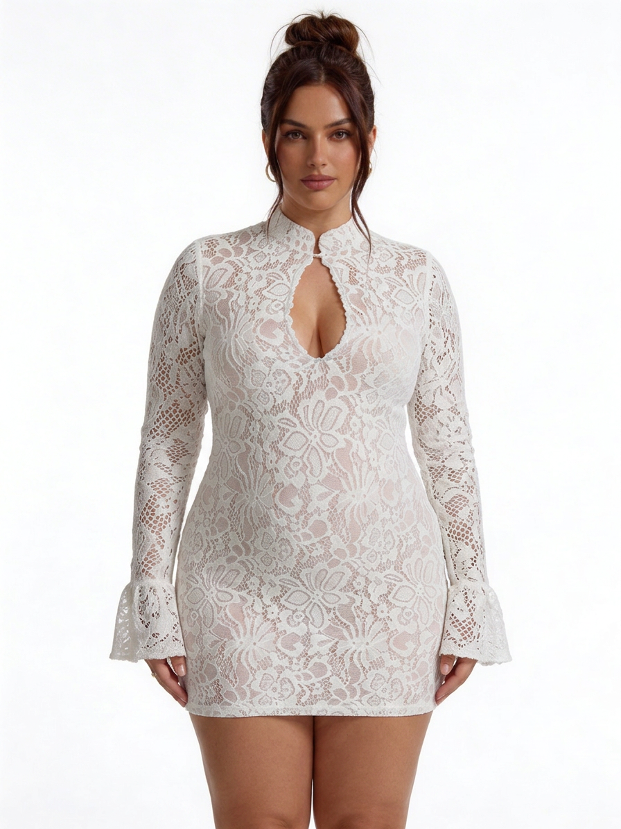 Bailey Lace Mock Neck Mini Dress – view 2