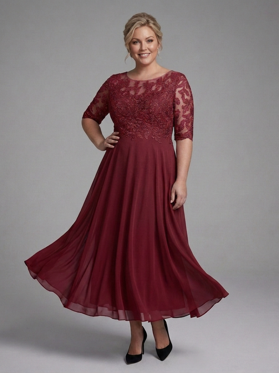 Bella Chiffon Round Neck Maxi Dress – view 2