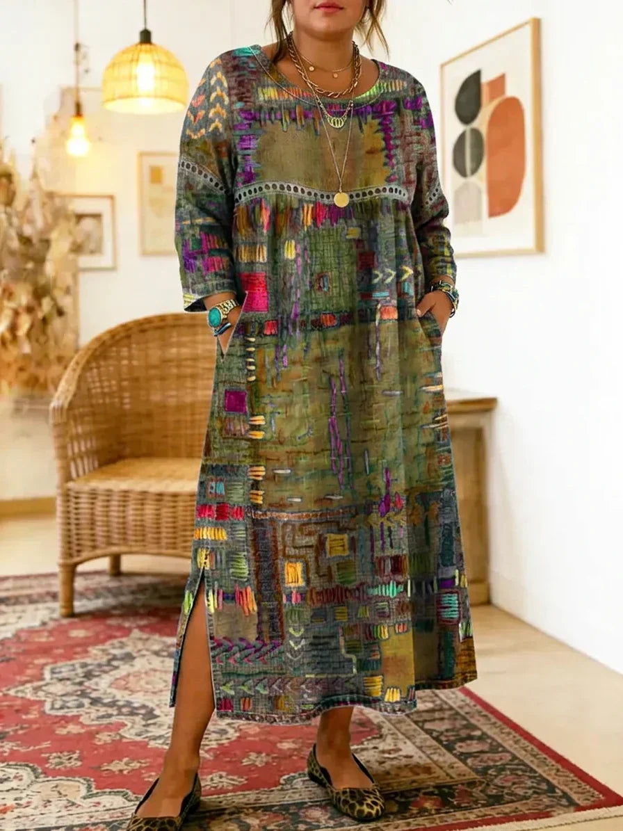 Betsy Geometric Round Neck Maxi Dress – view 11