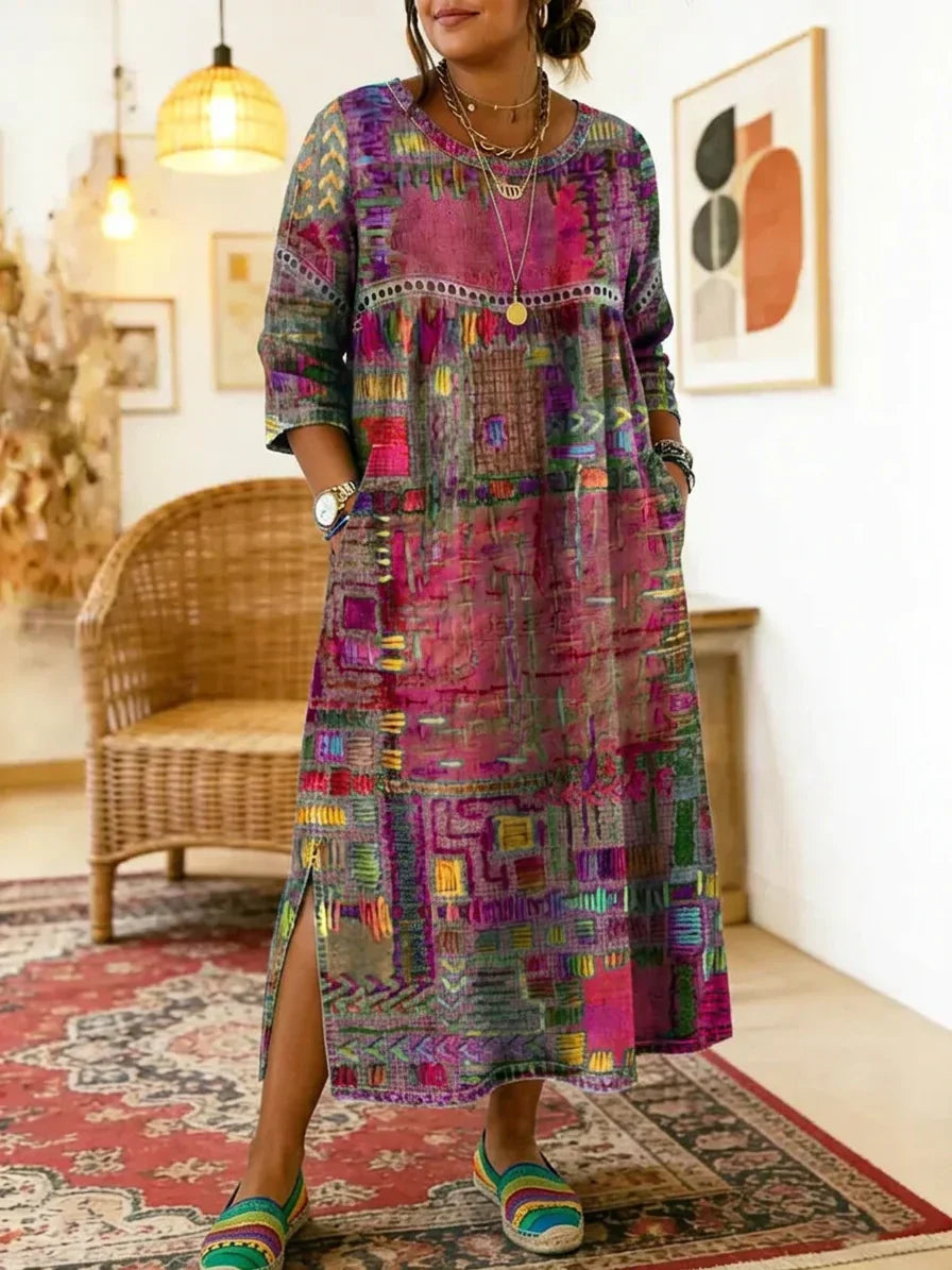 Betsy Geometric Round Neck Maxi Dress – view 13