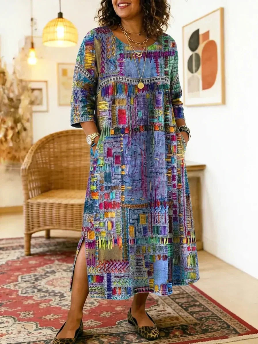 Betsy Geometric Round Neck Maxi Dress – view 2