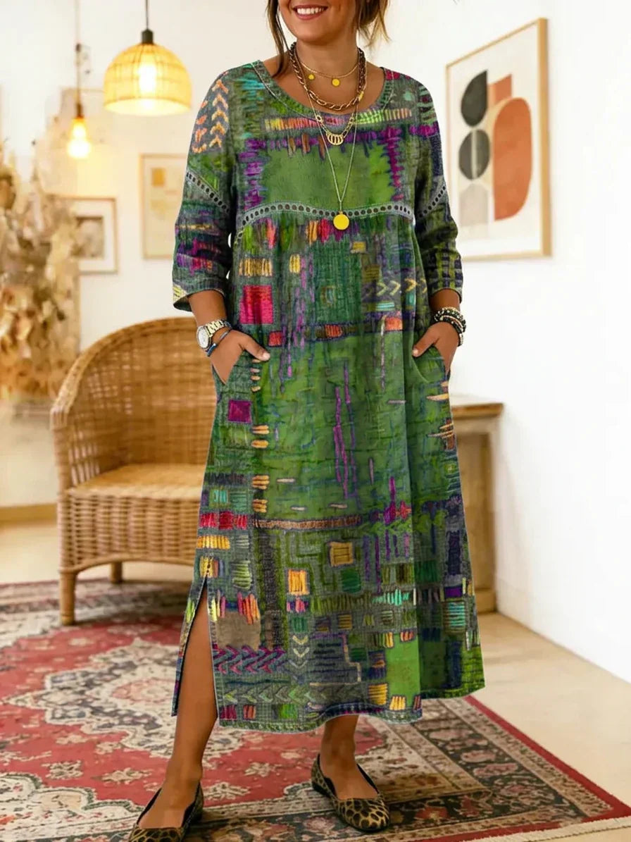 Betsy Geometric Round Neck Maxi Dress – view 5