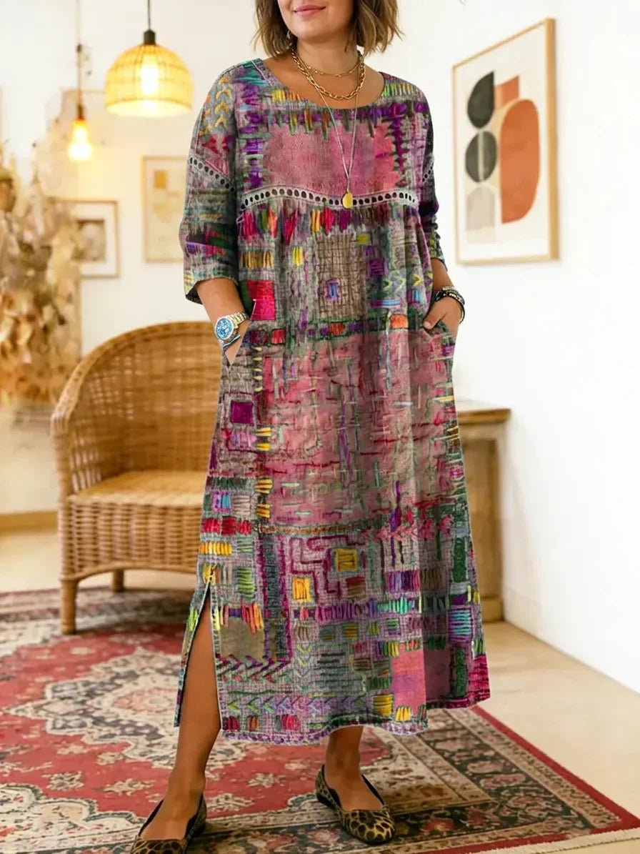 Betsy Geometric Round Neck Maxi Dress – view 6