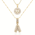 Audrey | Initial Pendant Cubic Zirconia Necklace Set for Women