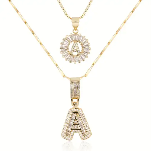Audrey | Initial Pendant Cubic Zirconia Necklace Set for Women