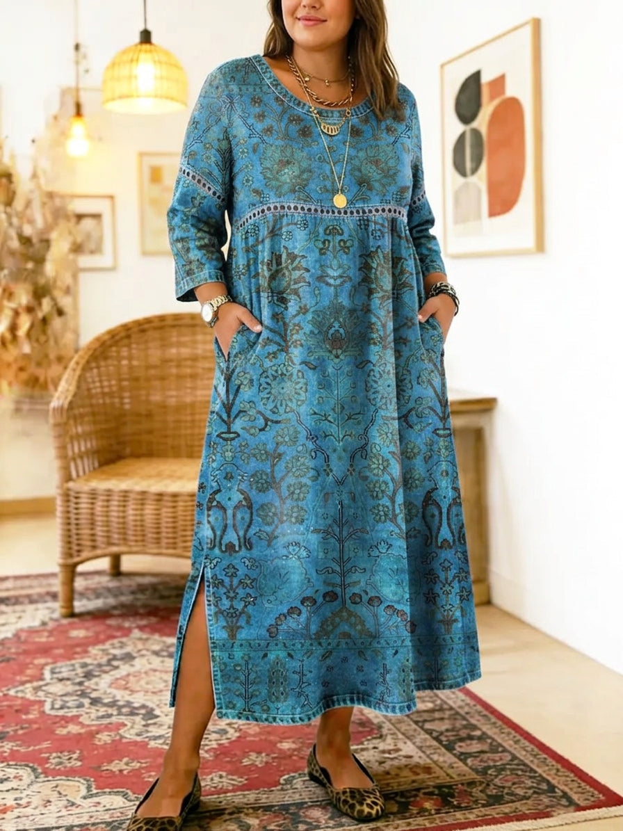 Bianca Paisley Round Neck Maxi Dress