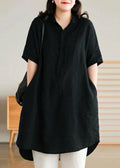 Mabel | Linen High-Low Collared Shirt Dress