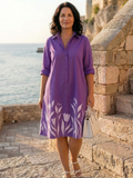 Blair Border Print Collared Knee-Length Dress