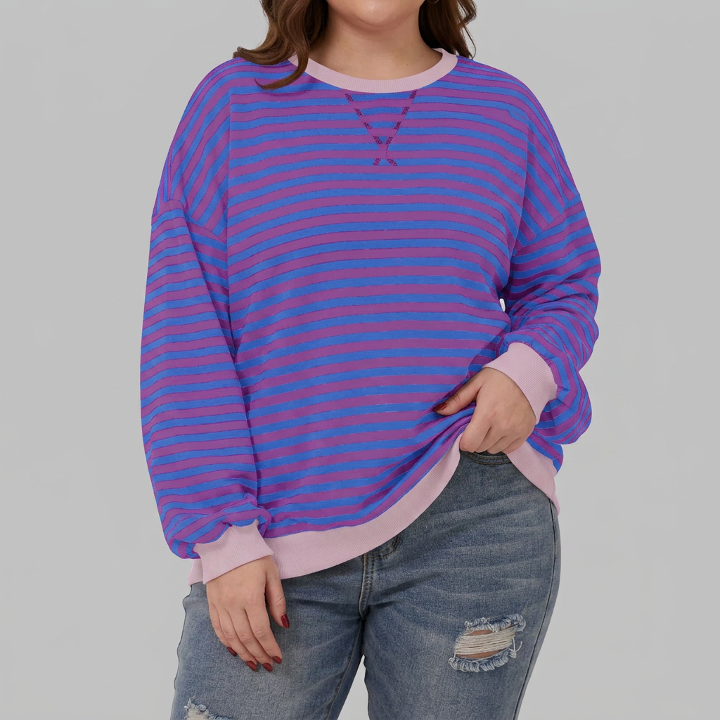 Blake Striped Round Neck Knit Top – view 10