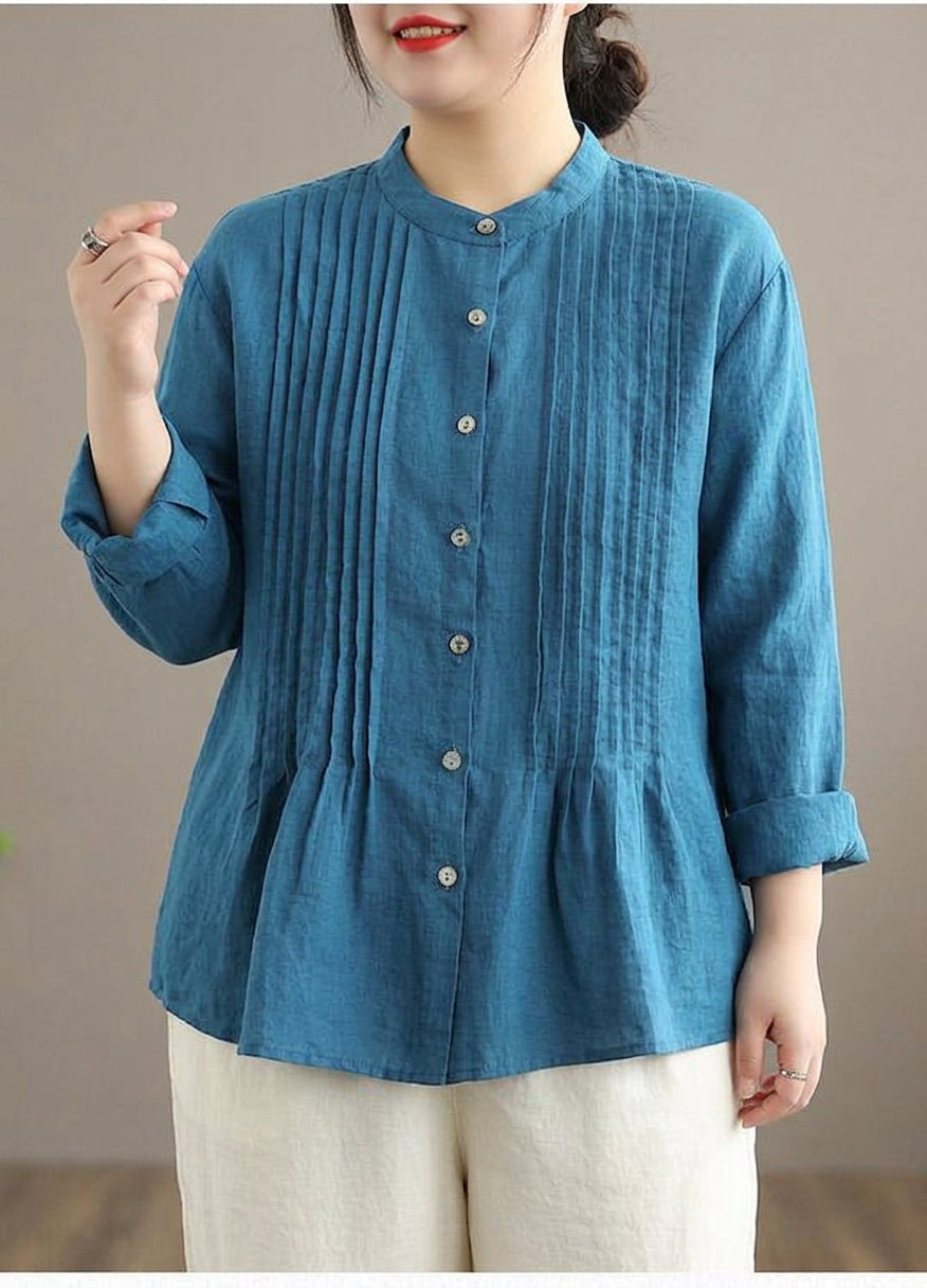 Jennifer | Linen Mock Neck Blouse