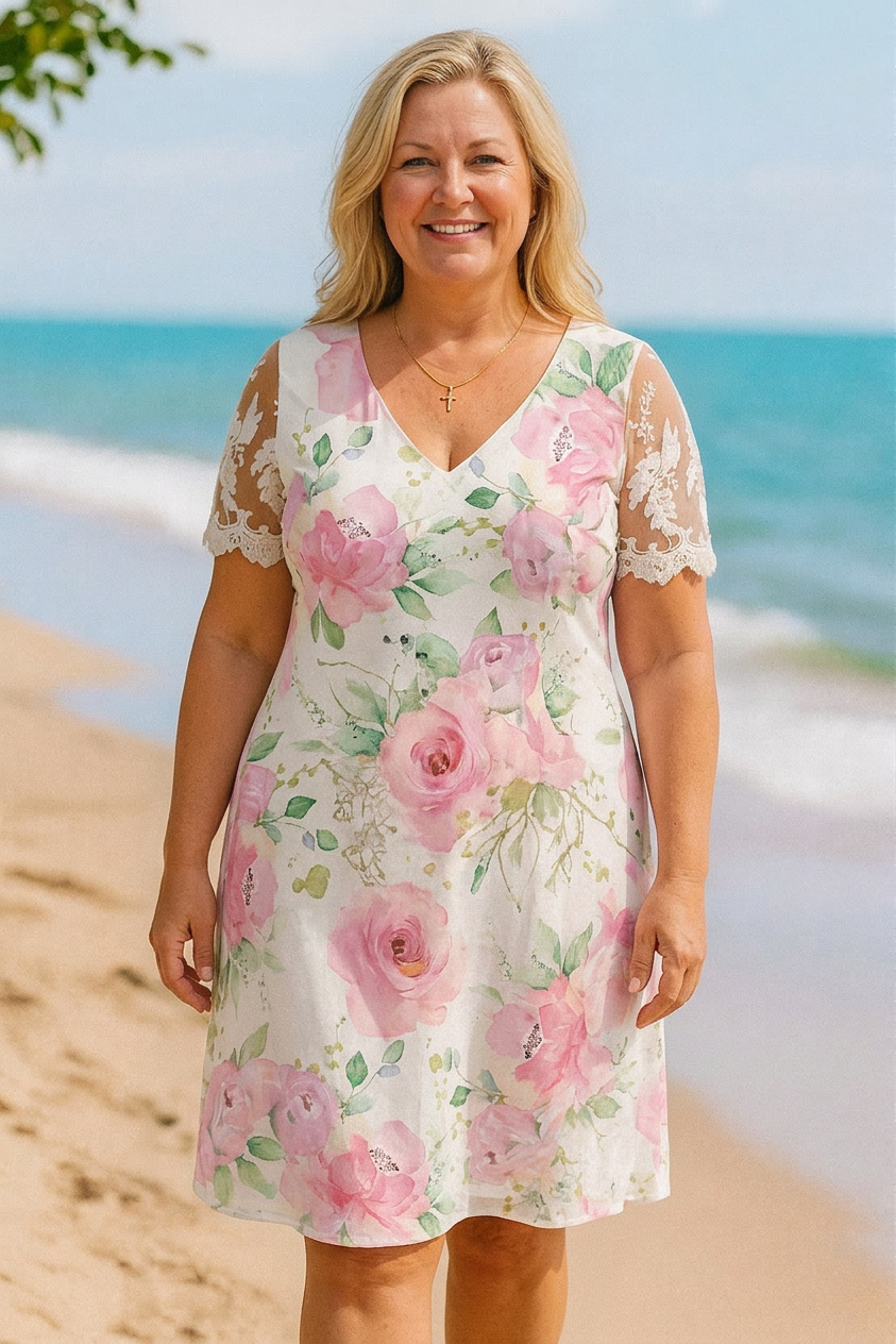 Bonnie Lace Floral V-Neck Mini Dress – view 4