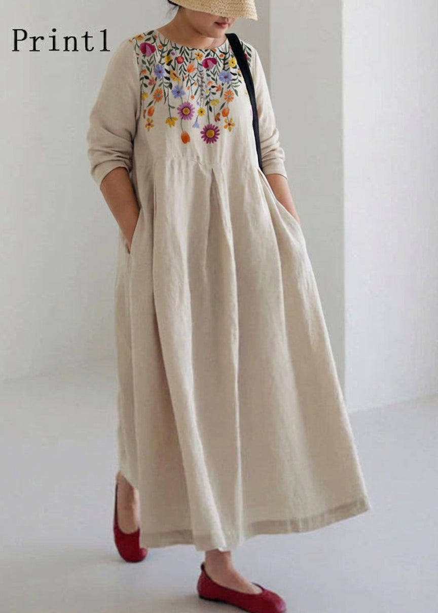 Brenda Linen Round Neck Maxi Dress – view 10