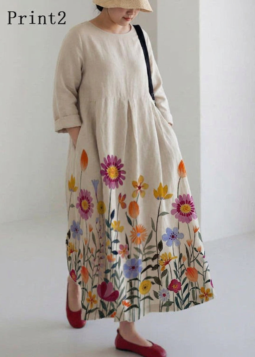 Brenda Linen Round Neck Maxi Dress – view 11
