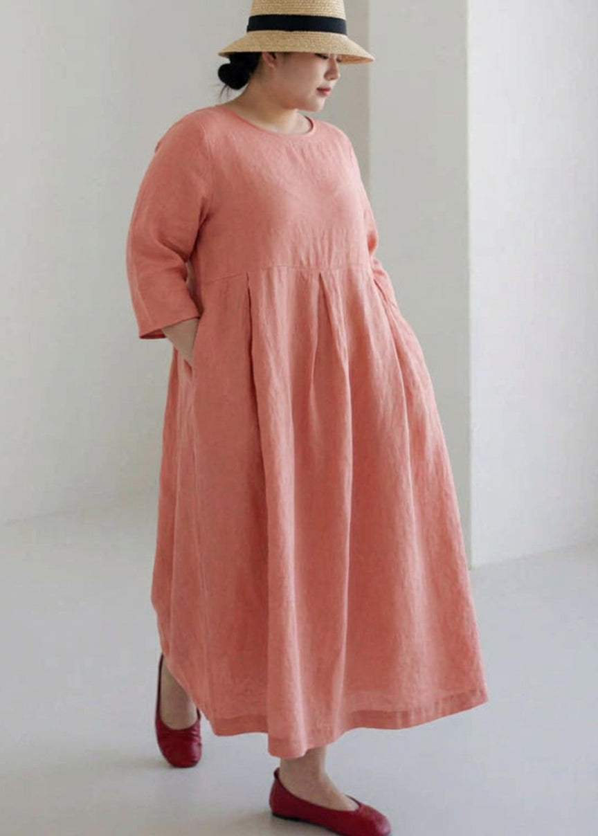 Brenda Linen Round Neck Maxi Dress – view 2