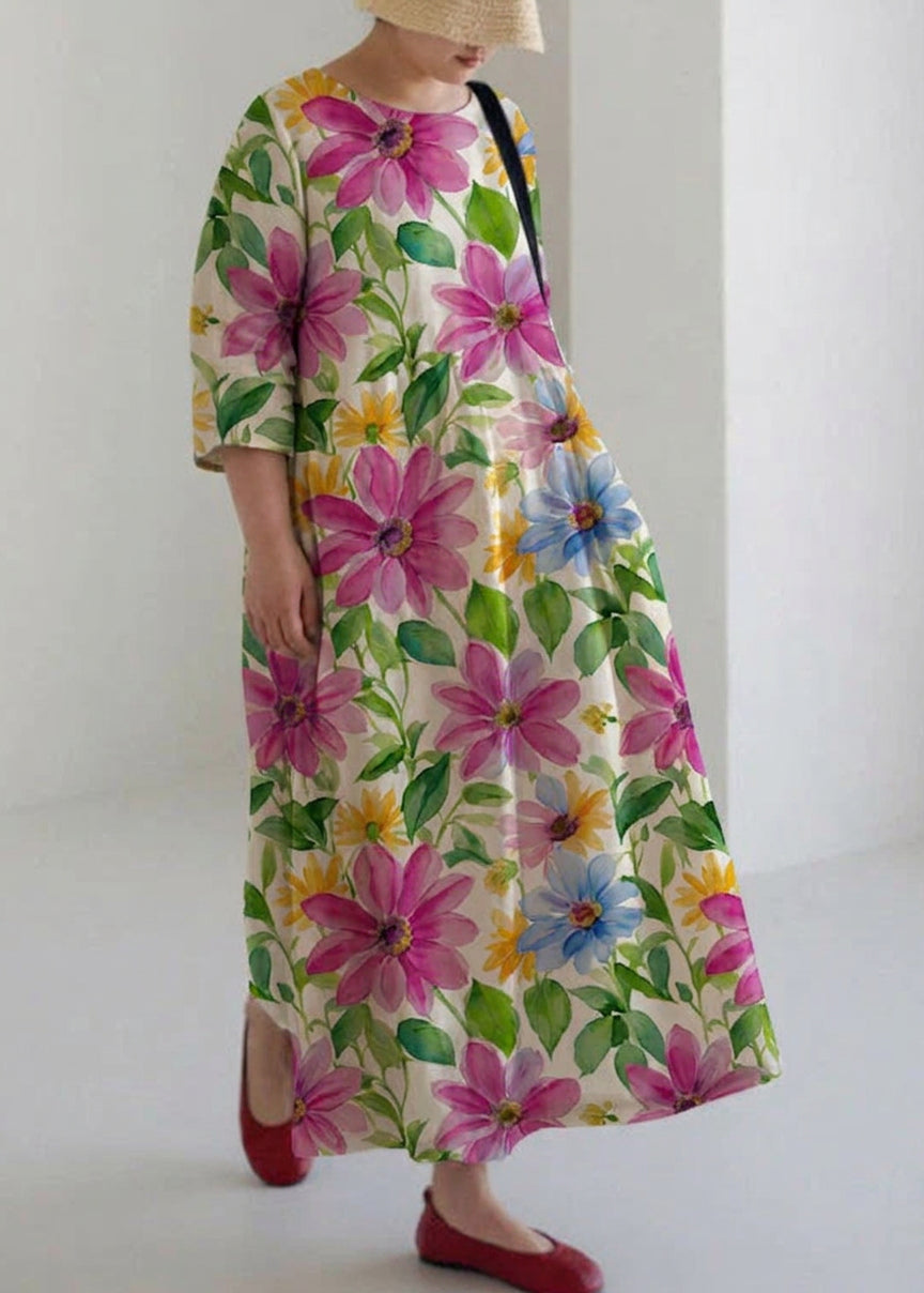 Brenda Linen Round Neck Maxi Dress – view 7