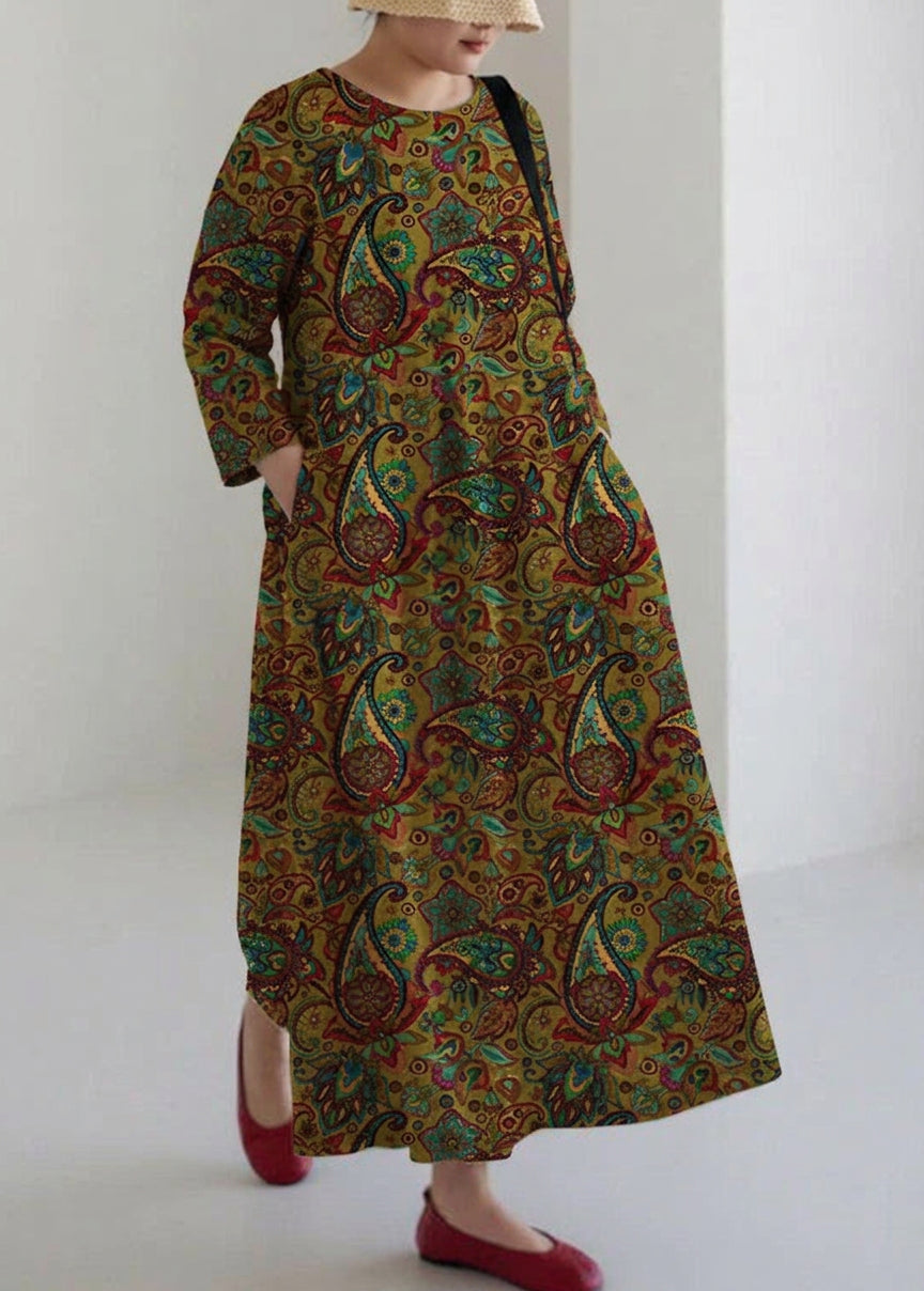 Brenda Linen Round Neck Maxi Dress – view 8
