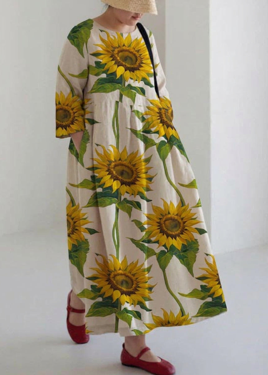 Brenda Linen Round Neck Maxi Dress – view 9