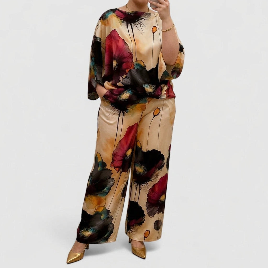 Brittany Satin Floral Two-Piece Set – view 3