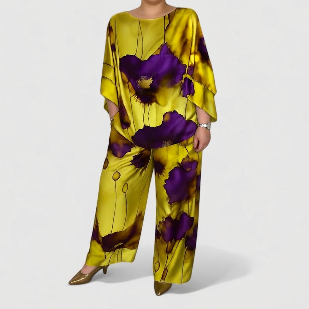 Brittany Satin Floral Two-Piece Set – view 5
