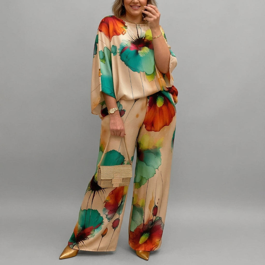Brittany Satin Floral Two-Piece Set – view 7