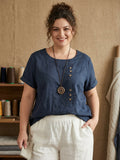 Yolanda | Linen Round Neck Blouse