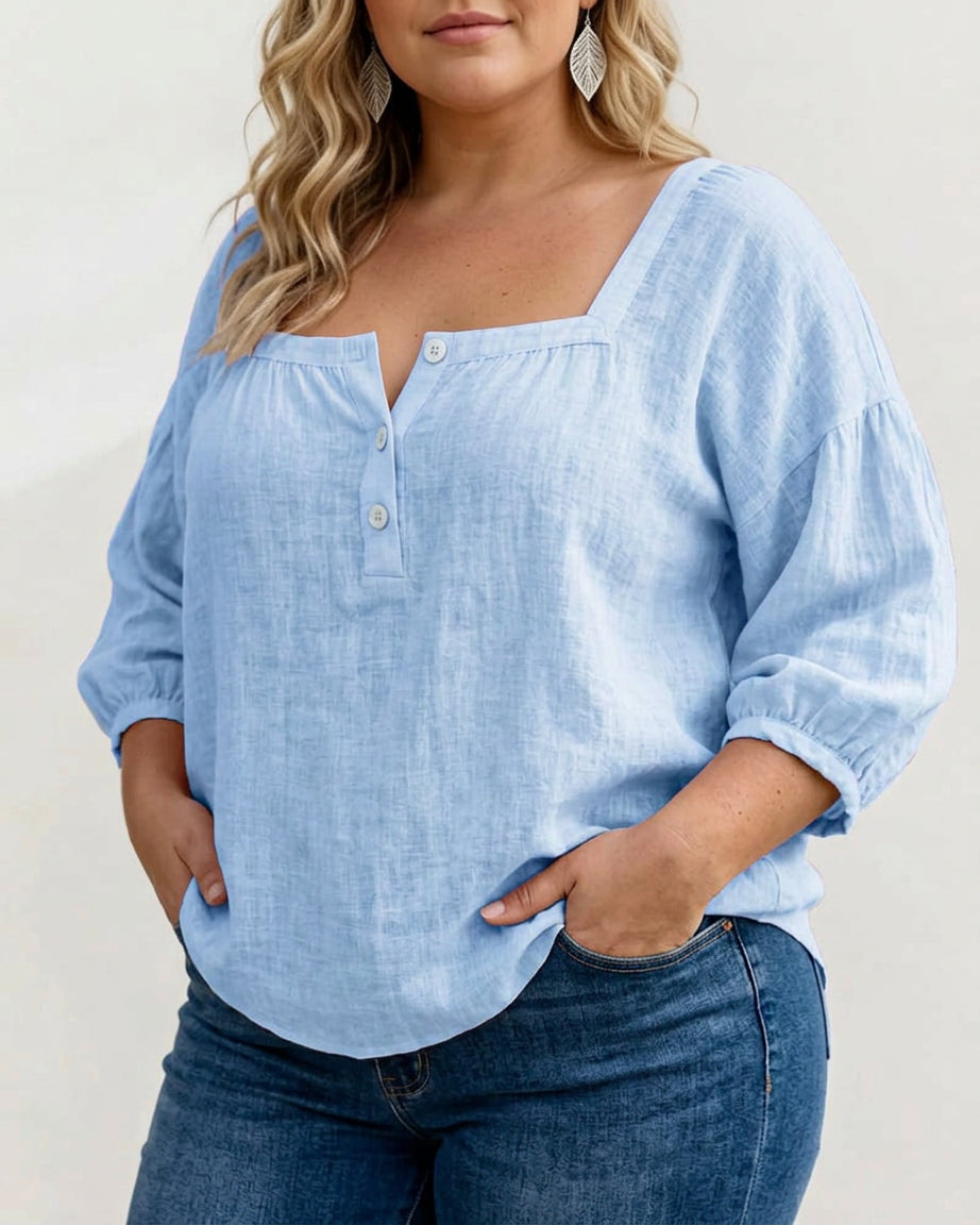 Miranda | Linen Square Neck Blouse