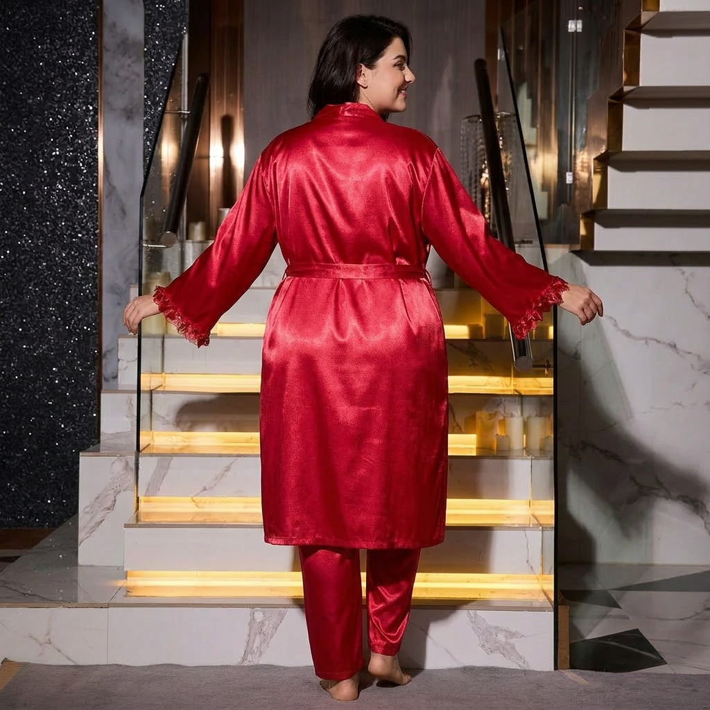 Kerry | Satin Sleeveless Three-Piece Sleepwear Set