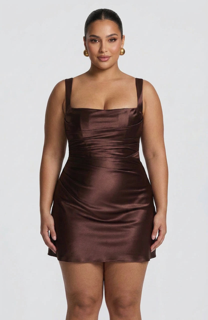 Winifred | Satin Square Neck Mini Dress